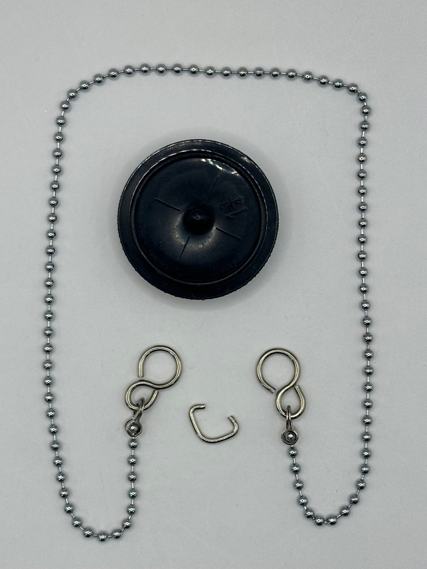 Chrome Plated Ball Chain Bath Assembly + Black Plug