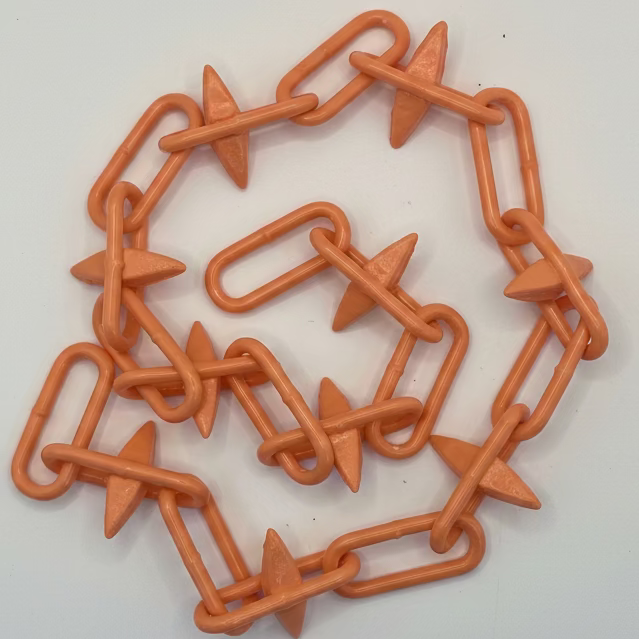 Orange Steel Diamond Spiked Chain Alternate Links
