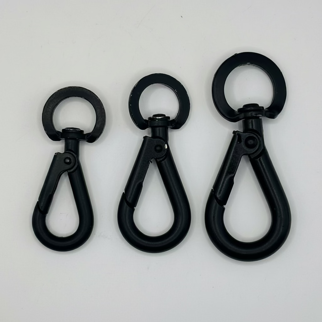Steel Spring Hooks with Swivel - Black