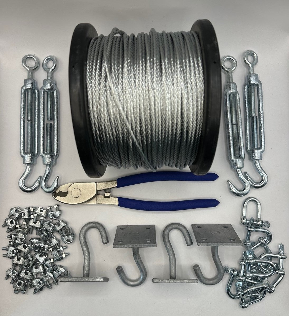 Catenary Wire Rope Kit - Large Hook Plate Kit - 30m
