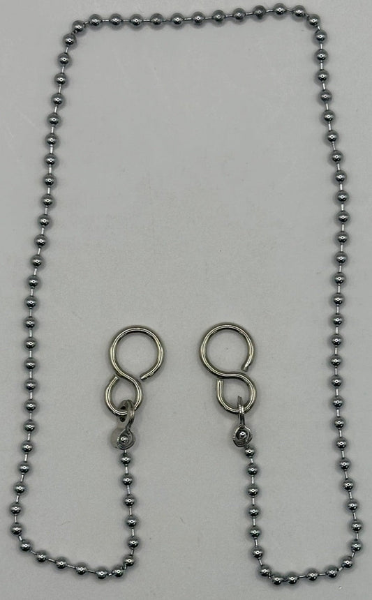 Chrome Plated Ball Chain Bath Assembly with hooks