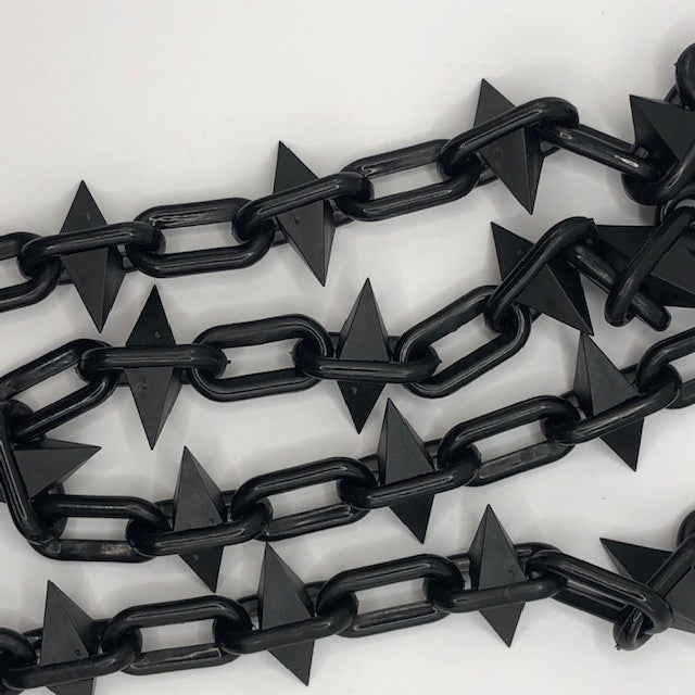 Black Plastic Diamond Spike Chain (by the Metre)