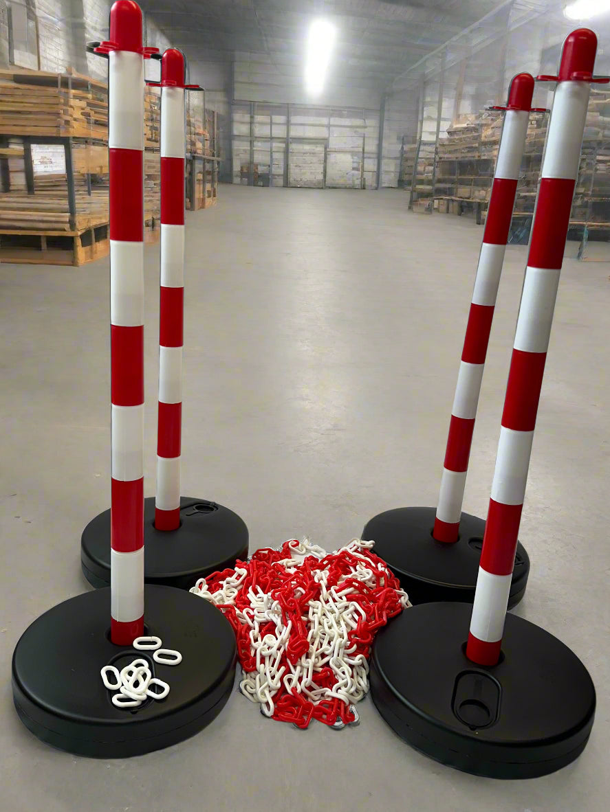 Buy Red and White Post and Chain Kit – Ashley Chains