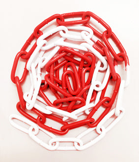 6 x 42mm Epoxy Coated Electro-Galvanised Steel Welded Barrier Chain - Red / White