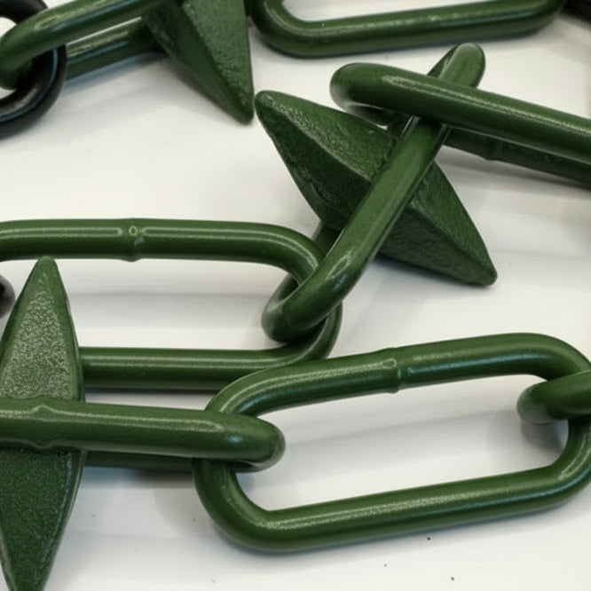 Green Steel Diamond Spiked Chain Alternate Links