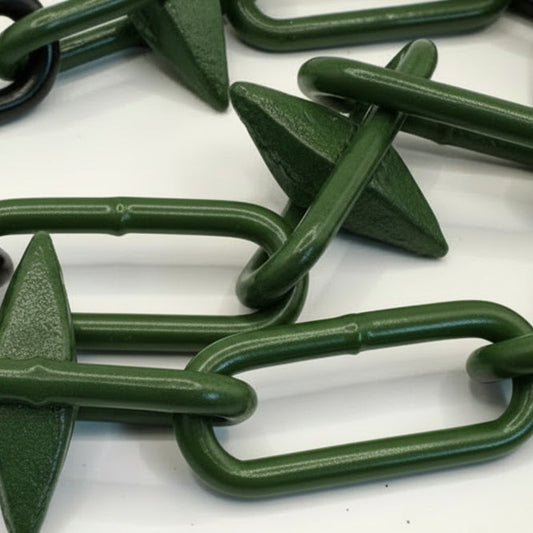 Green Steel Diamond Spiked Chain Alternate Links