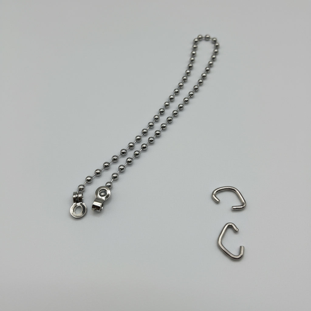 Chrome Plated Ball Chain Bath Assembly with hooks